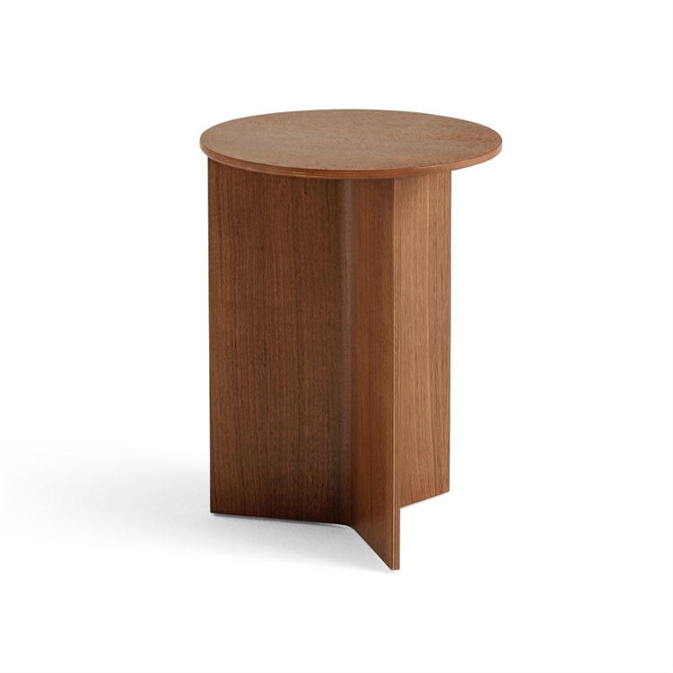 HAY Slit Table Wood Round High - Walnut