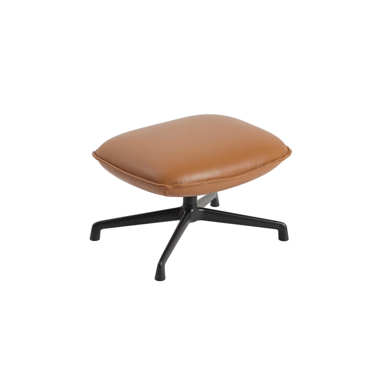 Muuto Doze Ottoman / Swivel Base - Förfina Cognac Läder/Antracitsvart