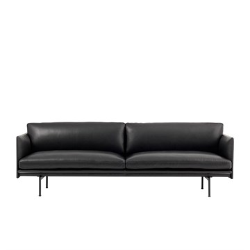 Muuto Outline 3 Personers Sofa i sort silk læder