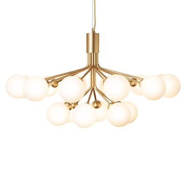 Nuura Apiales 18 Lysekrone Brushed Brass Opal Tændt