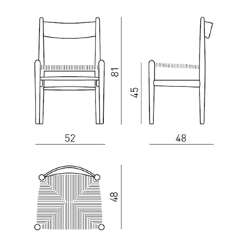 Carl Hansen og Søn CH36 Matbord stol - Mått