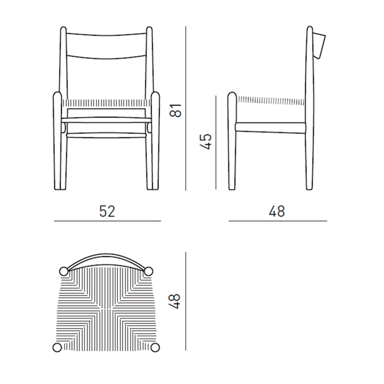 Carl Hansen og Søn CH36 Matbord stol - Mått