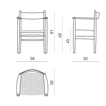 Carl Hansen og Søn CH37 Matbord stol - mått