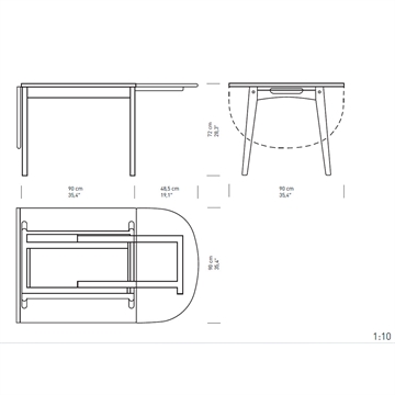 Carl Hansen og Søn CH002 Matbord Mått